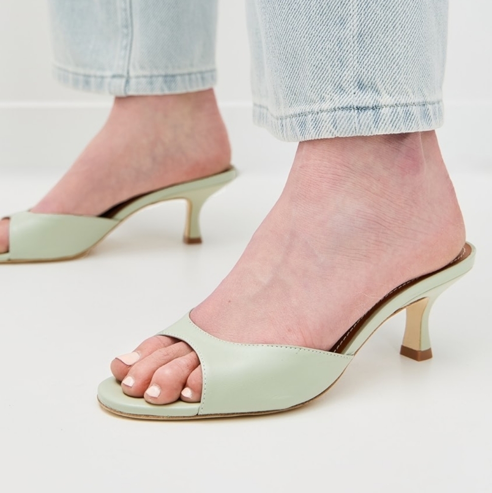 STAUD Bridgette Pale Jade Open-Toe Heels 40 - Picture 3 of 8